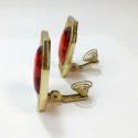 YVES SAINT LAURENT Vintage Clip-on Earrings in Gilt Metal and Orange Resin