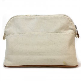 Pochette HERMES en toile beige PM