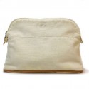 Pochette HERMES en toile beige PM