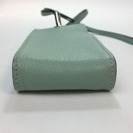 mini pochette HERMES en cuir bleu céladon