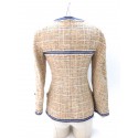 Veste CHANEL en tweed beige et bleu ciel T 34