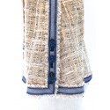 Veste CHANEL en tweed beige et bleu ciel T 34