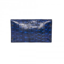 Pochette SOFIA MARLON en python bleu electrique et rose 