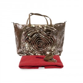 Sac cabas VALENTINO à sequins marron reflets roses