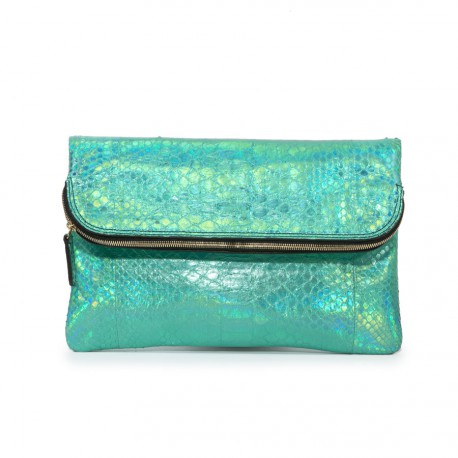 Pochette  python vert et bleu 