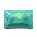 Pochette  python vert et bleu 