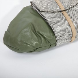 Pochette en cuir vert et lezard 