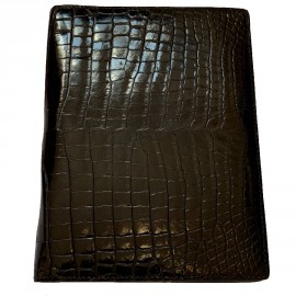 Portefeuille HERMES crocodile noir