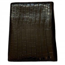 Portefeuille HERMES crocodile noir