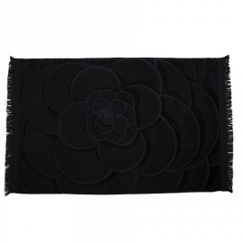 Serviette de plage CHANEL noire logo CC