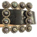 Ceinture VALENTINO boucle sertie de perles canon de fusil et strass