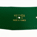 Ceinture T 84  HERMES réversible cuir epsom vert et jaune