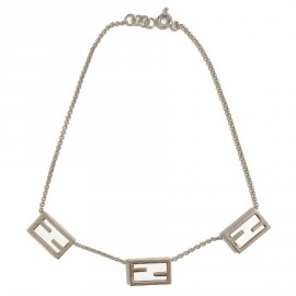 Parure FENDI The Fendista manchette et collier blanc et argent