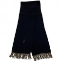 YVES SAINT LAURENT vintage black silk scarf with black and gold fringes