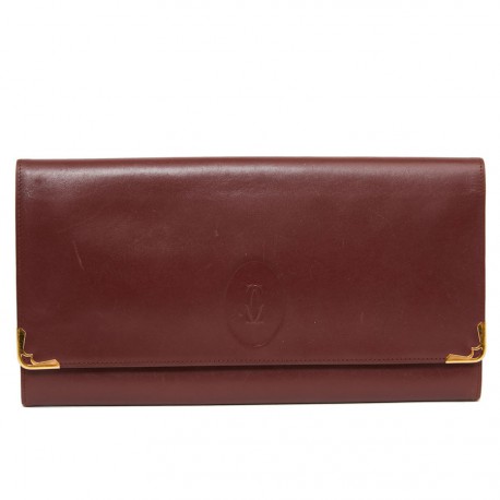 Pochette Cartier en cuir bordeaux