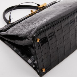 Sac Kelly 35 crocodile HERMES porosus noir