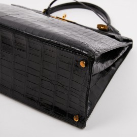 Sac Kelly 35 crocodile HERMES porosus noir