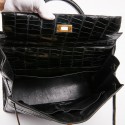 Sac Kelly crocodile HERMES porosus noir