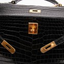 Sac Kelly 35 crocodile HERMES porosus noir