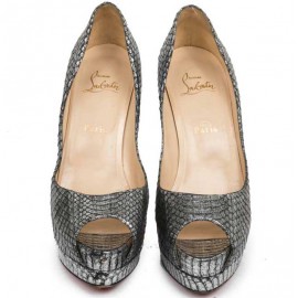 Sandales compensées t 39.5 CHRISTIAN LOUBOUTIN en python argent