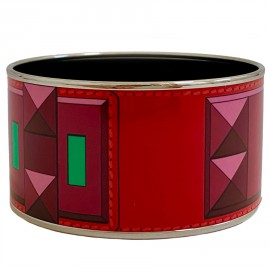 Bracelet émail HERMES Collier de Chien rouge