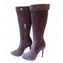 Bottes PACIOTTI à talons an veau velours marron 