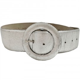 Ceinture GUY LAROCHE cuir argent vintage T85