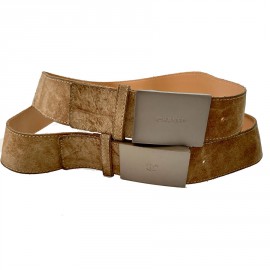 Ceinture Chanel Daim beige et boucle métal Taille 75