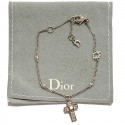 Bracelet DIOR croix strass et métal argenté