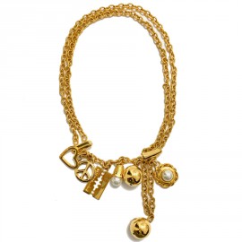 Collier ceinture MOSCHINO by Redwall chaine dorée et charms