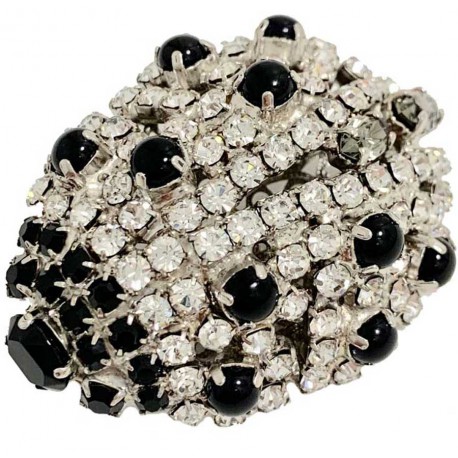 Broche COCCINELLE strass noir et transparent