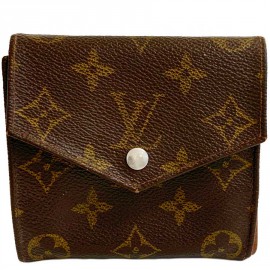 Portefeuille LOUIS VUITTON compact vintage en toile monogram marron