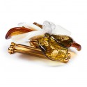 couture camellia brooch in tricolor molten glass