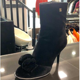 CHANEL T39 Black Suede heels boots