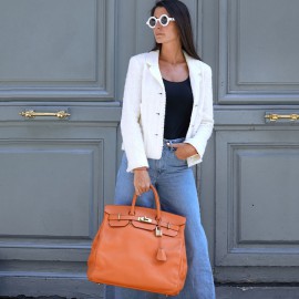 Sac Haut à courroies HERMES cuir togo orange