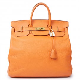 Sac Haut à courroies HERMES cuir togo orange