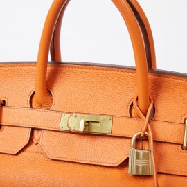 Sac Haut à courroies HERMES cuir togo orange