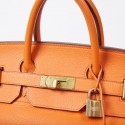 Sac Haut à Courroies HERMES cuir togo orange