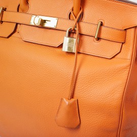 Sac Haut à courroies HERMES cuir togo orange