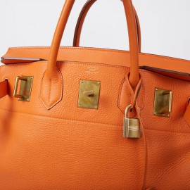 Sac Haut à Courroies HERMES cuir togo orange