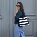 Sac CHANEL en piqué noir et blanc