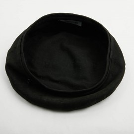 Beret MAISON MICHEL noir cuir d'agneau