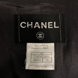 Manteau CHANEL T36 laine noire et fils d'argent