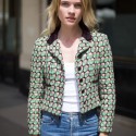 Veste T36 CHANEL en tweed vert, rose et marron