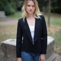 Veste T 34 CHANEL croisée  laine noire