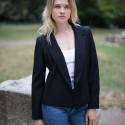 Veste T 34 CHANEL croisée laine noire