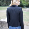 Veste T 34 CHANEL croisée  laine noire