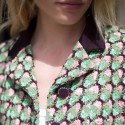 Veste T36 CHANEL en tweed vert, rose et marron