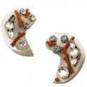 Boucles d'oreille nacre, corail et brillants