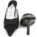 Sandales CHANEL T39 neuves noires bout perles